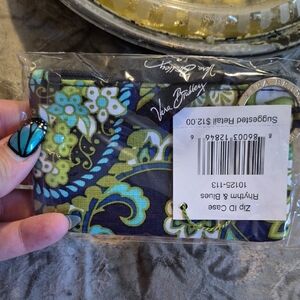 Vera Bradley Floral Zip ID Case in Blue and Green